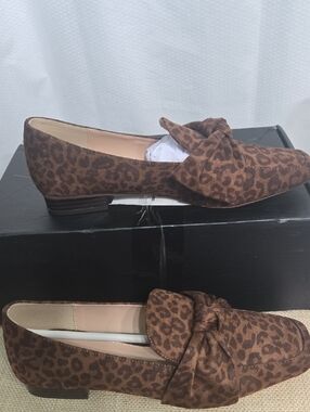 New York & Company Brown Leopard Knot Loafers